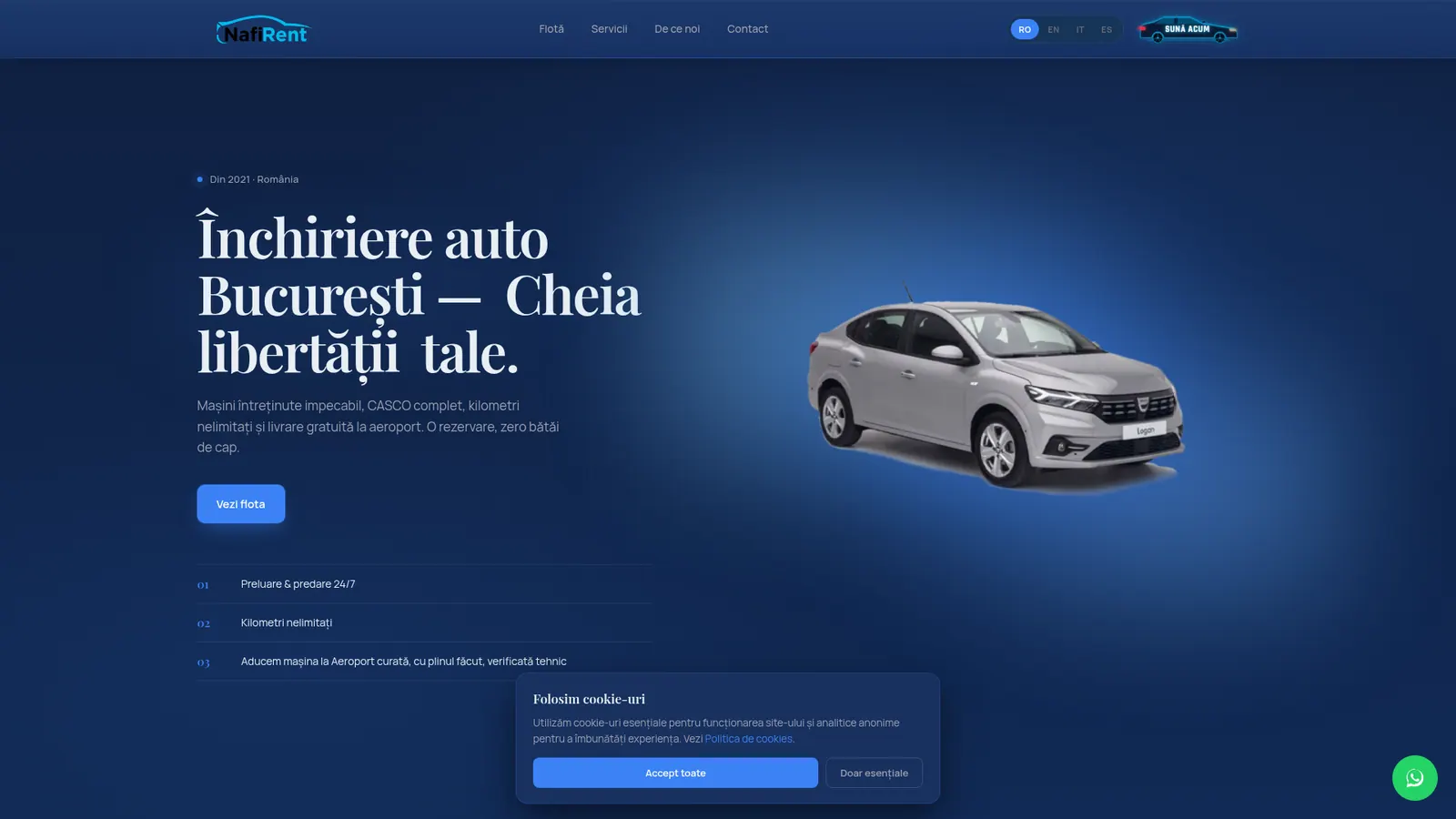 Platformă închirieri auto cu rezervare online
